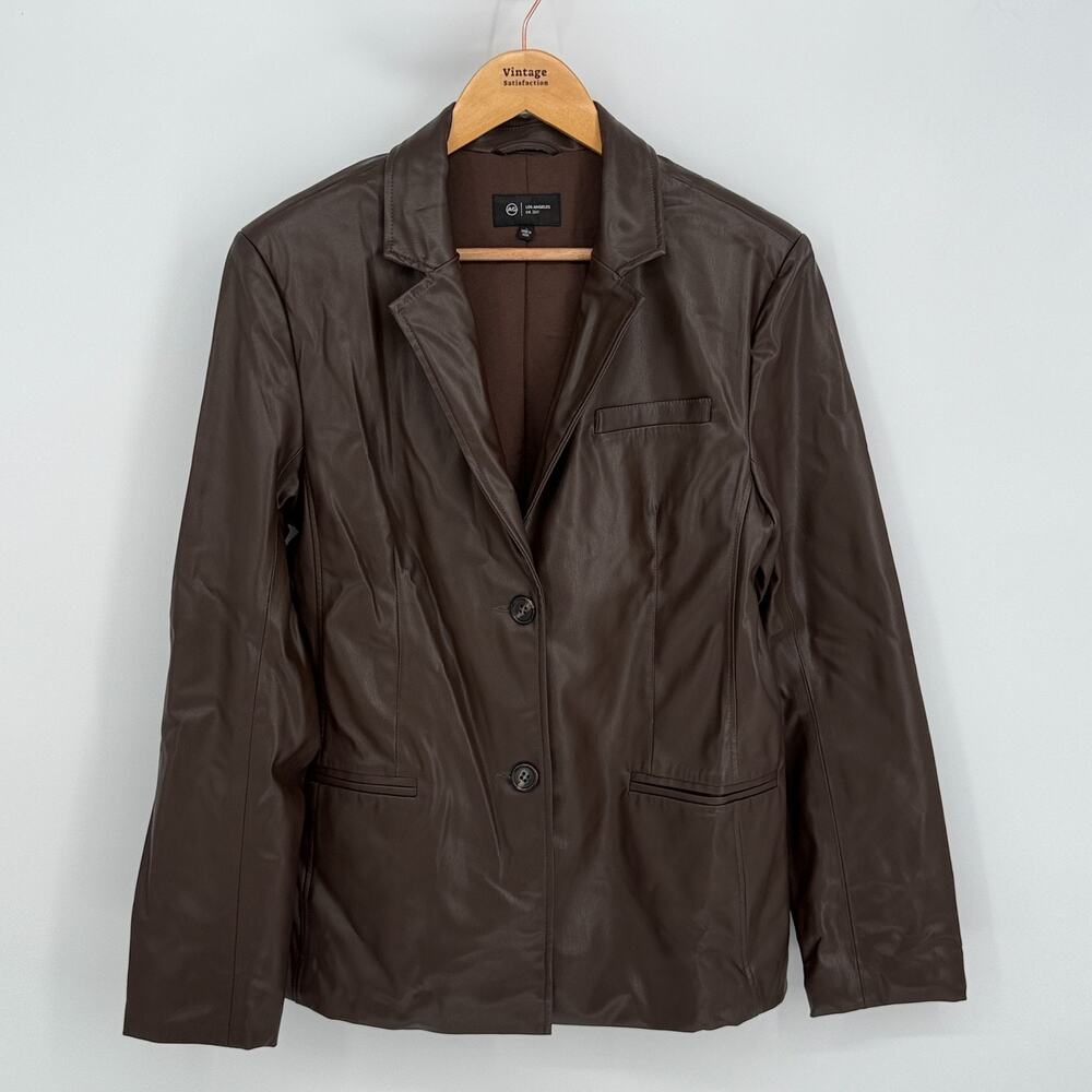 AG Rima Blazer Vegan Leather Minimalist Corpcore Quiet Luxury Office Chic Size L